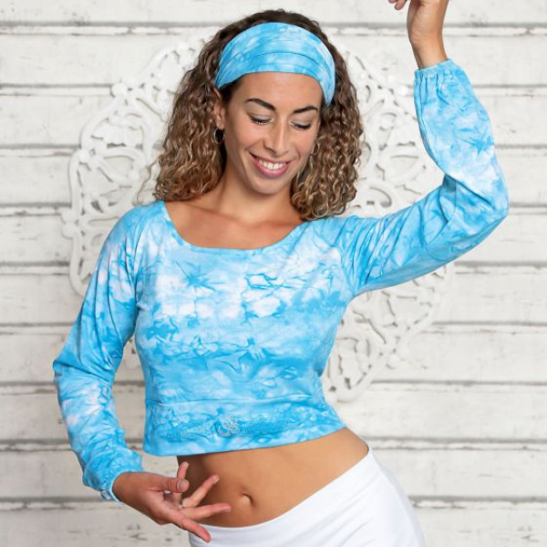 The Spirit of OM Damen Yoga Top-Longsleeve Kombination Batik türkis Gr. S