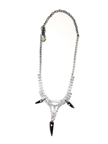 Trachtenkette Strasssteincollier mit 3 Hornspitzen
