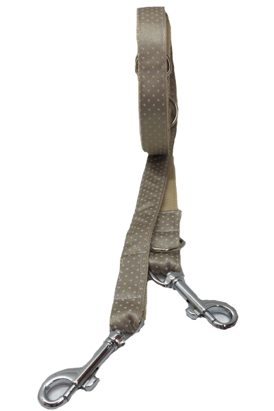 Beige Hundeleine Dotty Gr.M mit weißen Pünktchen 180x2,0 cm