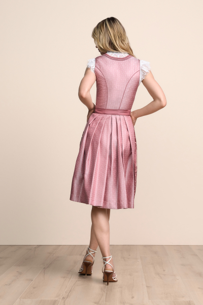 Krüger Madl Dirndl Serenai rose  Rocklänge 60 cm mit Spitzenschürze