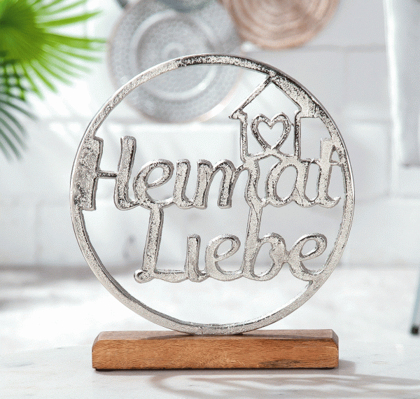 Gilde Handwerk Alu Kreis Heimatliebe Mango 26cm x 23cm Dekofigur  Aluminium