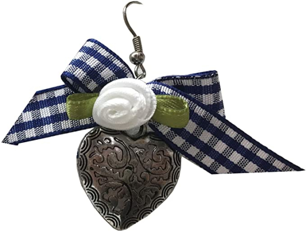 Trachtenohrringe mit Herzanhänger blau - Kopie