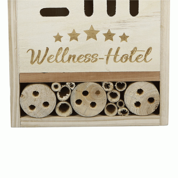 Gilde Handwerk Holz Insektenhotel Wellness Natur gelbes Dach 24,5 cm x 20cm x 8 cm