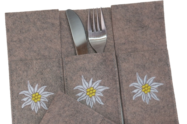 Gilde Bestecktaschen Edelweiß beige 4er Set