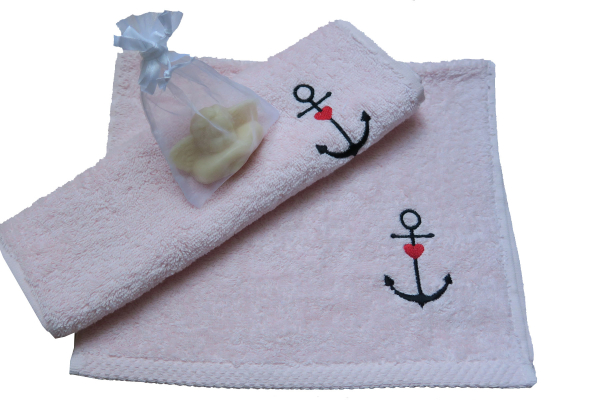 Mea Living Geschenkeset 2 Gästehandtücher rosa mit  Schutzengelseife