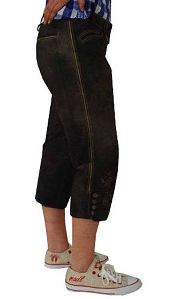 Kniebundlederhose Ricarda mit roter Stickereizier