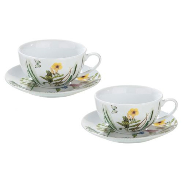 Gilde Porzellantassen Wildblumen 4tlg. 2Tassen 2 Untertassen