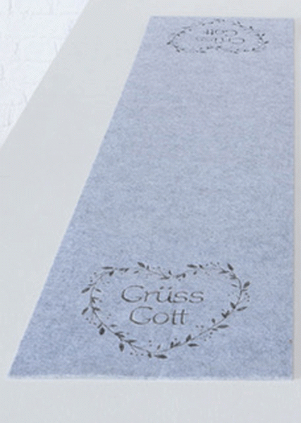 Boltze Tischläufer grau Filz Spruch Grüß Gott 1,20cm x 0,30cm
