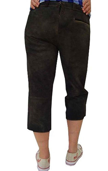 Kniebundlederhose Ricarda mit roter Stickereizier