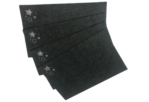 Gilde Handwerk Filz Platzset Sternenschauer dunkelgrau 4er Set 30x45cm