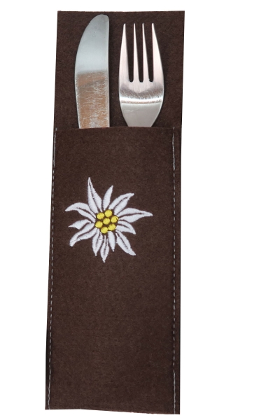 Gilde Filz Bestecktaschen mit Edelweiß braun 4er Set