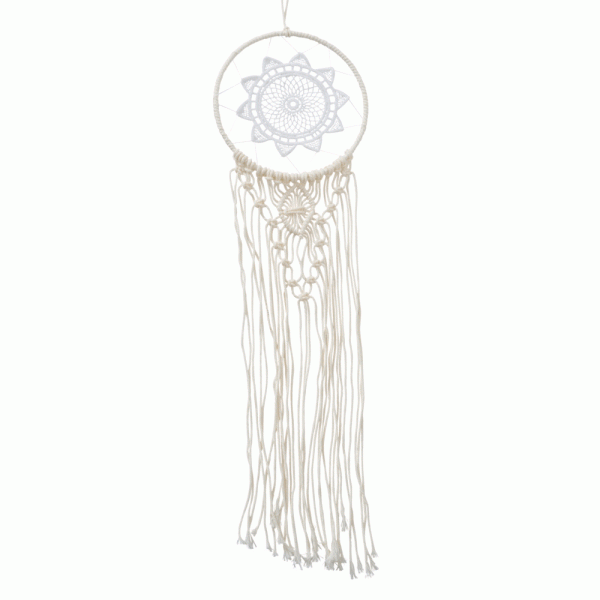 Boltze Traumfänger Dreamo H 75 cm Baumwolle Creme Fensterdeko Bettaufhänger