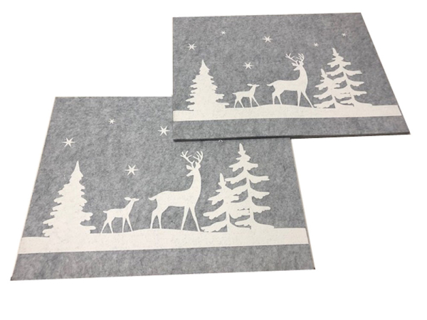 Boltze Tischset Helli Filz 2er Set Hirsche im Wald 35cmx45cm