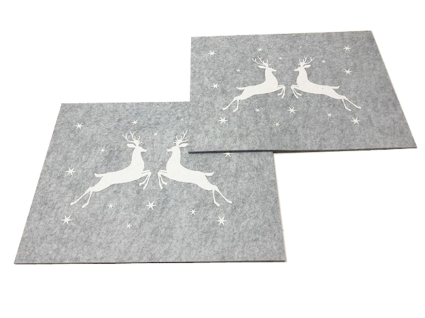 Boltze Tischset Helli Filz 2er Set springende Hirsche 35cmx45cm