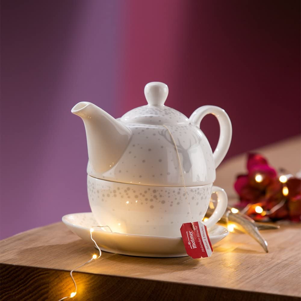 Gilde Tee-Set Tea for one Hirsch Design Teekanne, Teetasse Untertasse