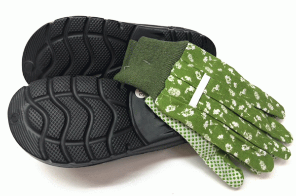 Blackfox AJS  Damen Gartenclogs Lily anthrazit mit Handschuhen Gartenset 2 teilig