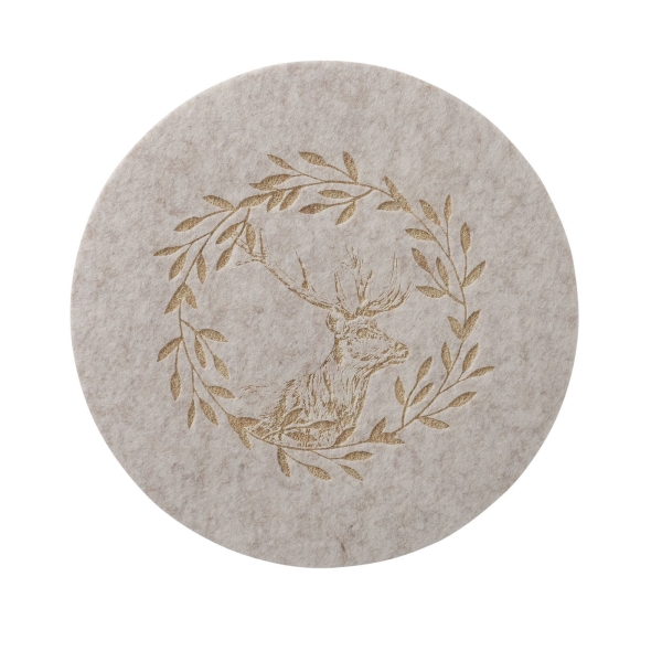 Boltze Platzset Egon Beige 4er Set Filz mit Hirschmotiv