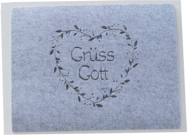 Boltze Platzsets Tischsets Filz  grau 4er Set 45cm x 35cm Essunterlage mit Spruch Grüß Gott im Herz