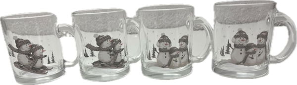Boltze Home Collection Becher Frosty 4er Set mit Schneemannmotive Glühweinbecher Trinkbecher