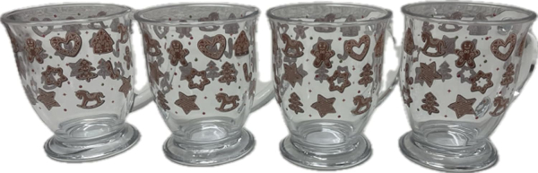 Boltze Home Collection Trinkbecher Ginger Glühweinbecher 490 ml 4 teiliges Set Lebkuchenmotiv