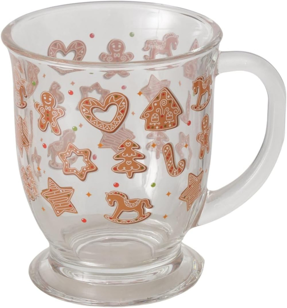 Boltze Home Collection Trinkbecher Ginger Glühweinbecher 490 ml 4 teiliges Set Lebkuchenmotiv