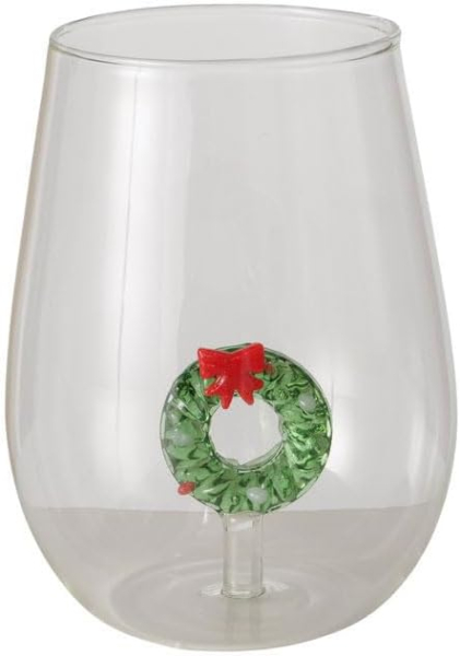 Boltze Home Trinkglas Wreathy H 12cm 2er Set Handgefertigt