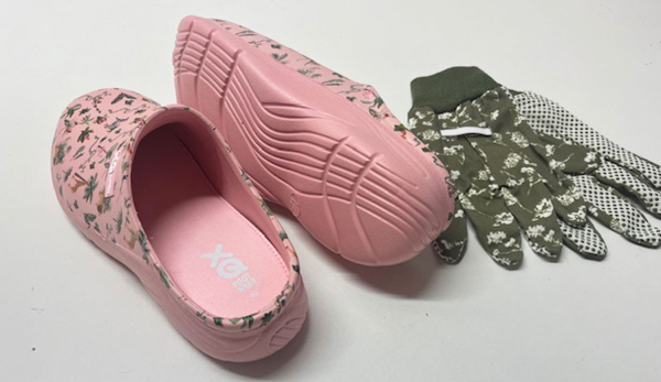 Damen Gartenclogs Safari rosa mit passenden Gartenhandschuhen 2 teiliges Gartenset