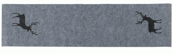 Boltze Tischläufer Tjark Filz grau mit Hirsch 120 x30 cm