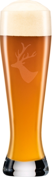 Eisch Weizenbierglas Bierglas Chalet Hirsch 0,5 l Gravur