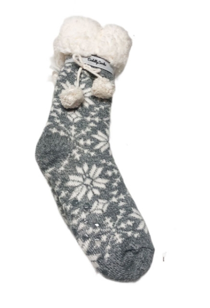 Taubert Kuschelsocken 2 er Set blau und grau Sterne mit Bommel und ABS Sohle Doppelpack Stoppersocken