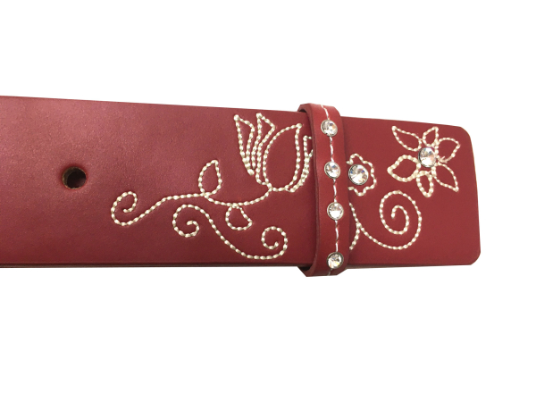 Trachtengürtel Flowers rot aus Leder - Kopie