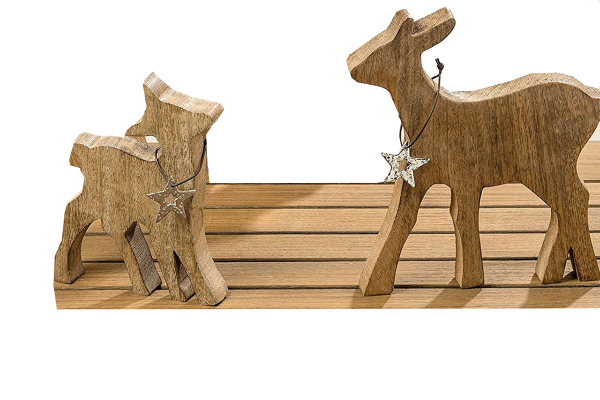 Boltze Holz Hirsch Aussteller  1 Pärchen Groß 23 cm und Klein 17 cm Deko Hirsche