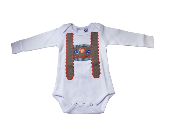 P.Eisenherz Baby Body mit Stickerei Lausbua weiß