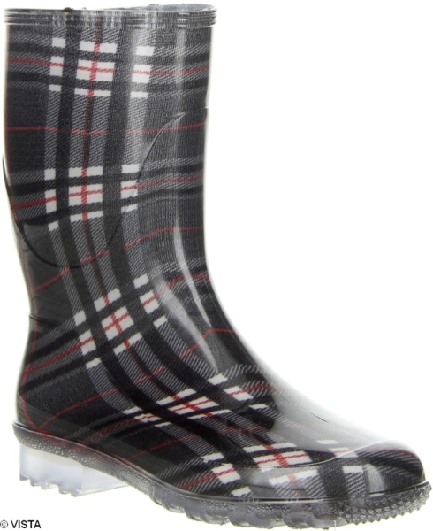 Damen Gummistiefel schwarz kariert
