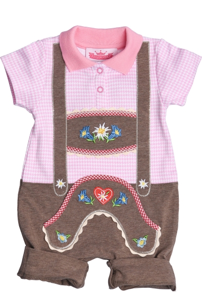 P.Eisenherz Kurzoverall Alpenland mit Pololkragen rosa