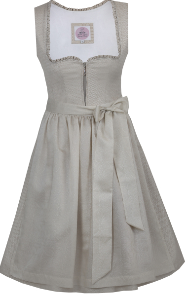 Marjo Mididirndl Mettheim beige mit gemusteter Schürze 65 cm Rocklänge