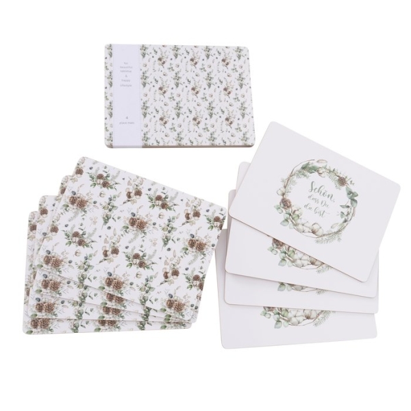 Boltze Tischset Luca Zapfen groß 30x40cm Weihnachtssets Platzsets Eßunterlage abwaschbar 4 Stück im Set