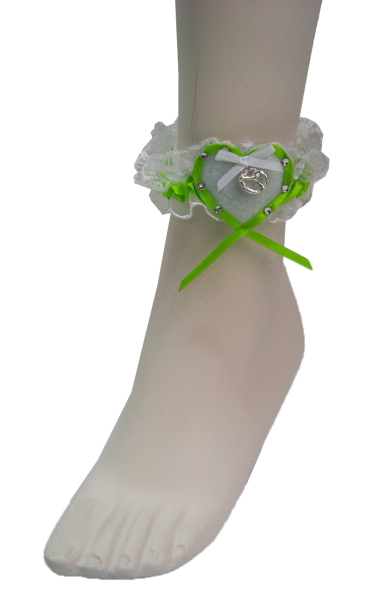 Loverli Fußschmuckband weiss grün mit Brezel Handarbeit - Kopie