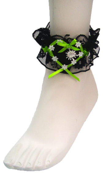 Loverli Fußschmuckband schwarz grün mit Edelweiß Handarbeit - Kopie