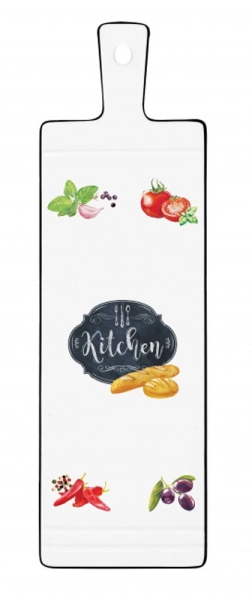 Opus weiße Servierplatte Kitchen eckig mit Griff 40x12 cm