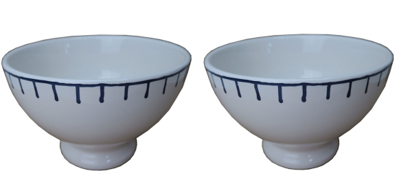 Schalen Set blau gestreift im Landhausdesign