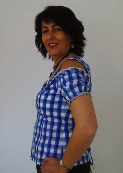 Carmenbluse Rammingen Blau Blau kariert
