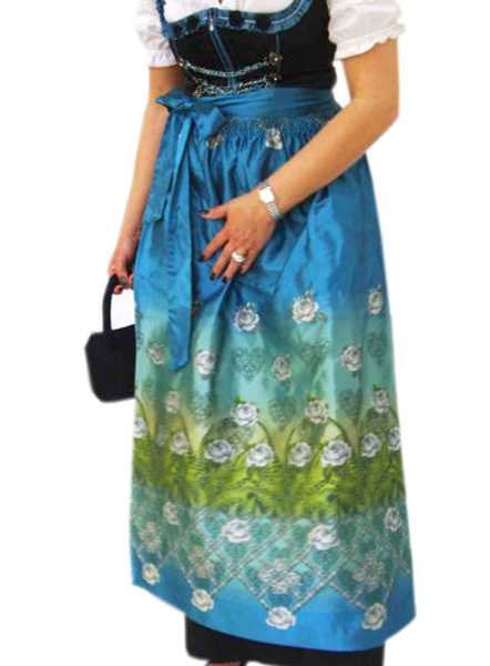 Spieth & Wensky Langes  Dirndl in Türkis 90 cm Rosaria