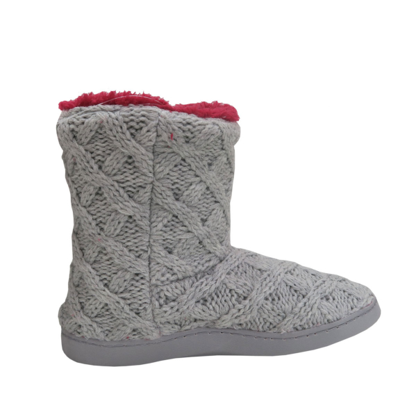 Damen Strickboots grau/rot