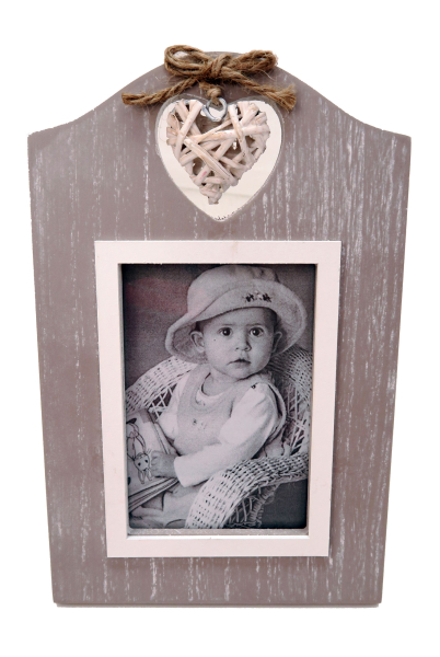 Fotorahmen Aufsteller aus Holz mit Herzl 15x13 cm