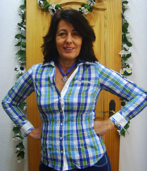 Tolle Crashbluse Emilia blau oliv weiss kariert