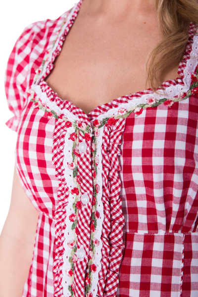 Trachtenbluse rot weiß kariert mit halbem Arm von Krüger Madl