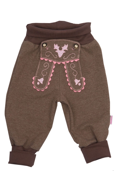 Prinz Eisenherz Babyhose im Lederhosenstyle mit Stickerei in rosa