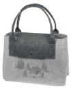 Gilde Handwerk Filztasche Waldhütte hellgrau  20cmx 40cm x 26 cm Shoppertasche