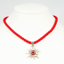 Schuhmacher Kordelkette rot mit Edelweiß Trachtenkette Trachtenschmuck